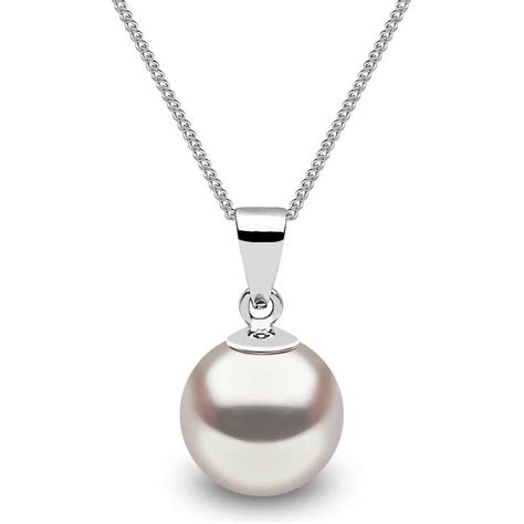 Mm Cultured Freshwater White Pearl In Ct White Gold Necklace Costco UK