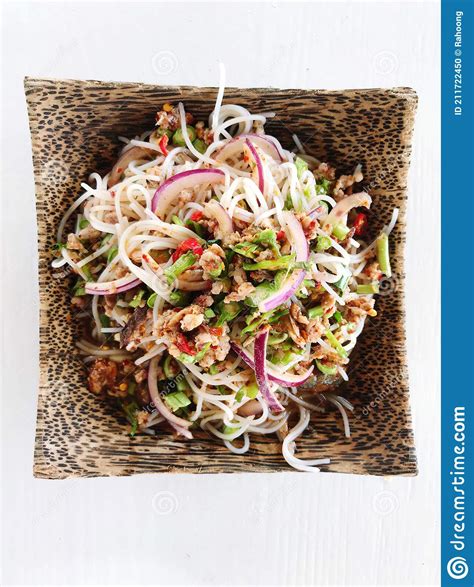 Spicy Noodle Somtum Is Famous Thai Food Stock Photo Image Of Diet