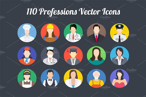 100 Professions Line Icons Pre Designed Photoshop Graphics
