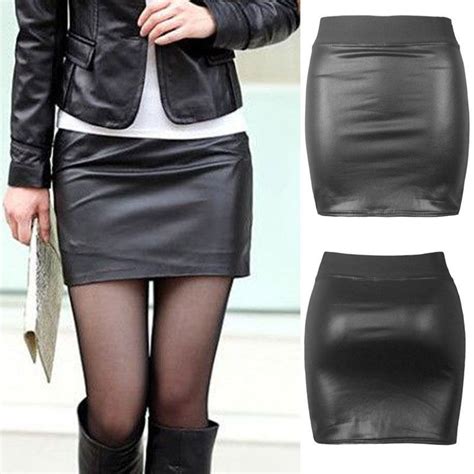 New 2018 Fashion Women Faux Leather Bodycon Skirts High Waisted Female