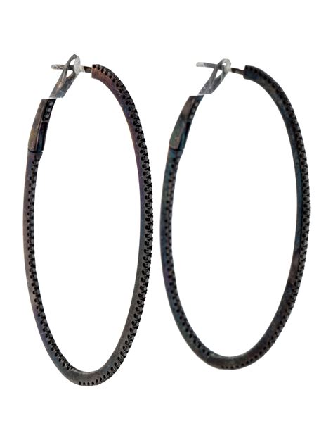 Black Diamond Oval Hoop Earrings Earrings Fje28599 The Realreal