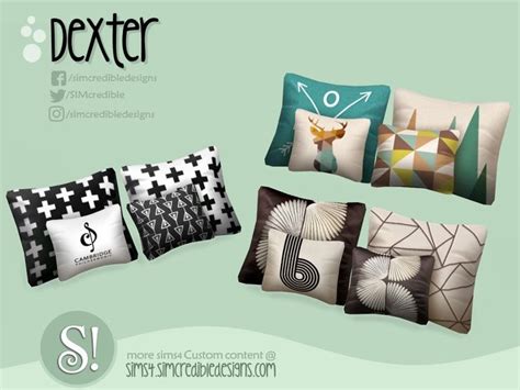 Simcredibles Dexter Bed Pillows Prints Bed Pillows Sims 4 Beds