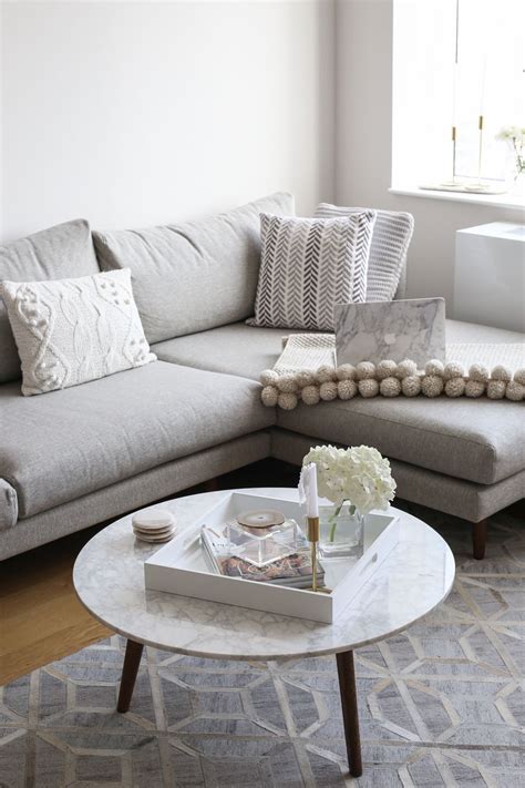 Best coffee tables for sectionals with a chaise. My NYC Living Room with Article | Living room decor ...