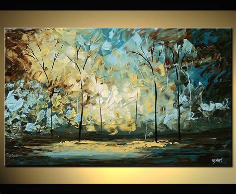 Walk With Me Original Abstract Landscape Blue Tree Painting On Etsy