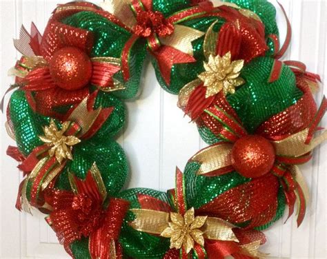 Christmas Wreath Deco Mesh Wreath Christmas Front Door Wreath