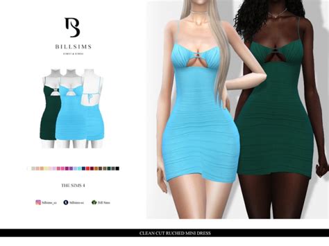 Clear Cut Ruched Mini Dress By Bill Sims At Tsr Sims 4 Updates