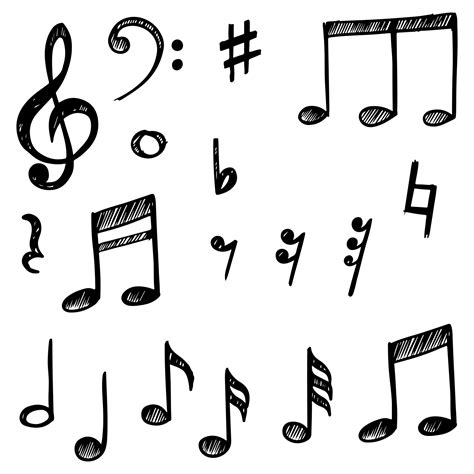 Set Of Hand Drawn Music Note Doodle Isolated On White Background