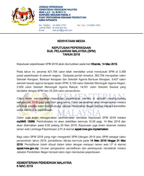 Keputusan spm akan diumumkan oleh pihak kementerian pendidikan malaysia. Tarikh Rasmi Dan Cara Semak Keputusan SPM 2018 - PANDUAN ...