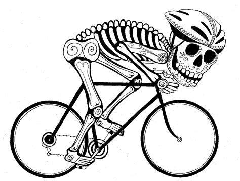 Skeleton On Bike Bandw Circling The Deep