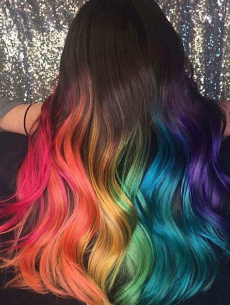 Amazing Rainbow Ombré Hair Rainbow Hair Color Hair Styles Cool Hair