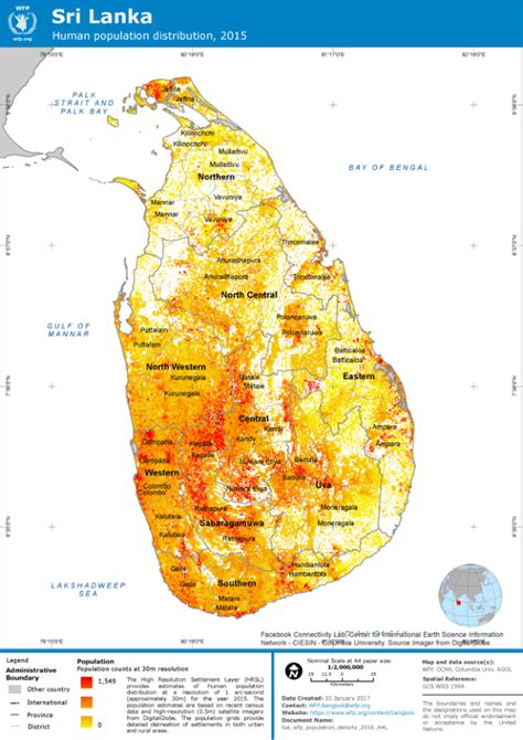 Sri Lanka Human Population Distribution 2015 Sri Lanka Reliefweb