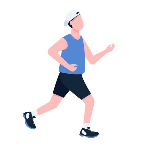 Man Jogging Outside Flat Color Vector Faceless Character Male Jogger