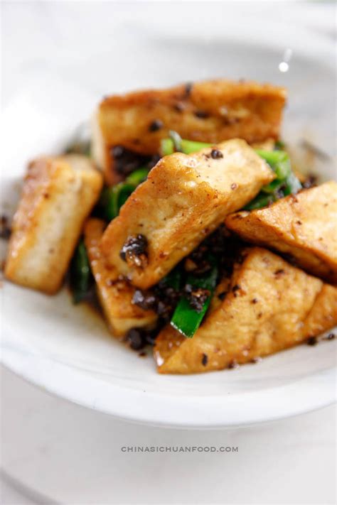 Pan Fried Tofu With Black Bean Sauce China Sichuan Food