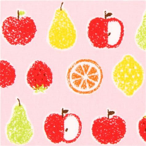 Pink Fruit Apple Pear Poplin Fabric Cosmo Japan Modes4u