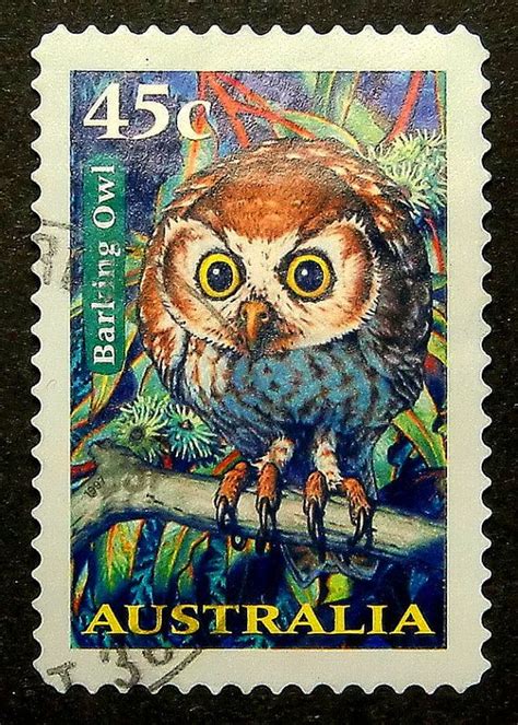 13674 Framed Postage Stamp Art Barking Owl Australia Bird