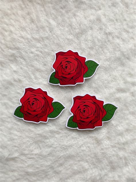 Red Rose Stickers Rose Stickers Flower Stickers Red Rose Etsy