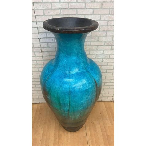 Vintage Teal Floor Vase Chairish
