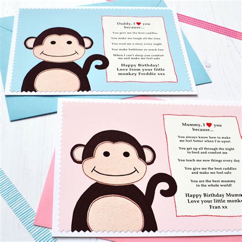 Monkey Love You Because Personalised Birthday Card By Jenny Arnott