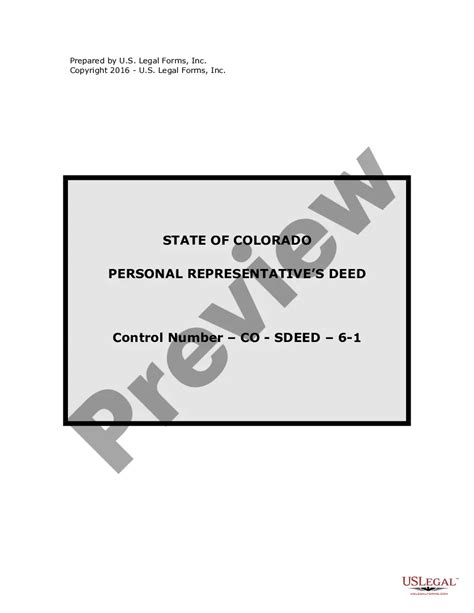 Colorado Warranty Deed For Personal Representative Colorado