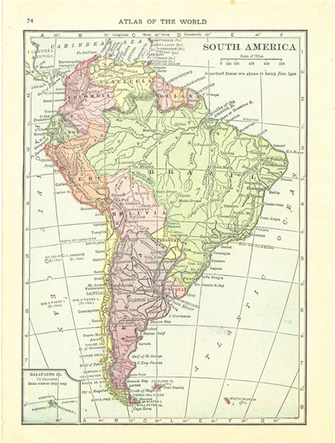 1911 Handy Atlas Vintage Map Pages South America On One Side And