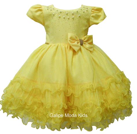 Vestido Amarelo Infantil Fashion Kids Flower Girl Dresses Moda Kids