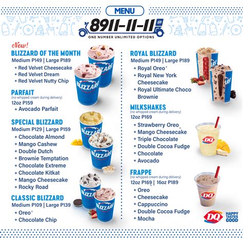 Dairy Queen Happy Taste Good Delivery Menu