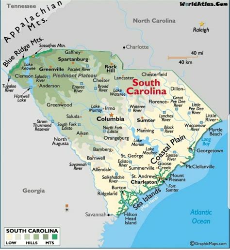 South Carolina Usa Map South Carolina Beaches South Carolina Travel