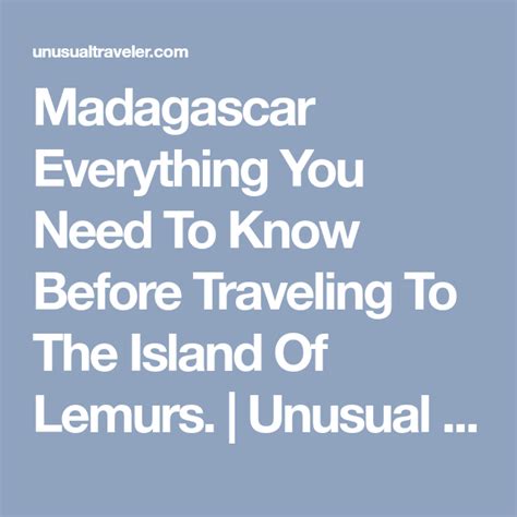 Madagascar Travel Guide Everything You Need To Know Before You Visit