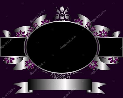 Abstract Silver And Purple Floral Vector Design — Stock