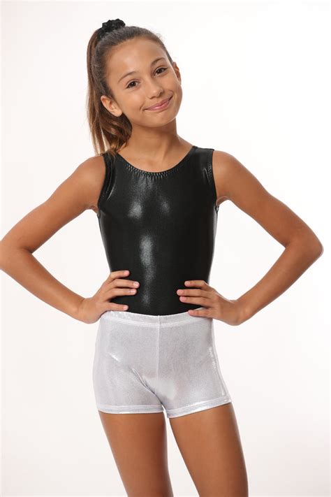White Shiny Gym Short Foxys Leotards Made In The Usa Foxys