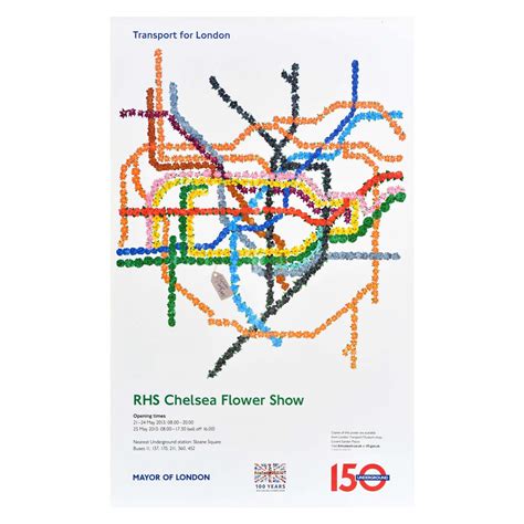 Original Railway Travel Poster Tube Map Chelsea Flower Show London