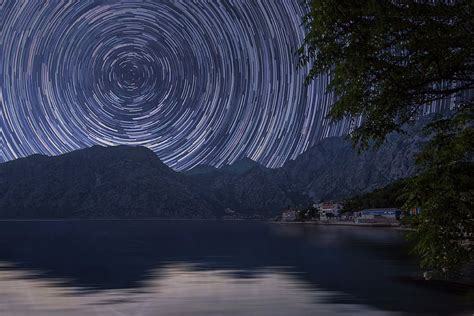 Hd Wallpaper Bodies Of Water Near Mountain At Starry Night Time Laps