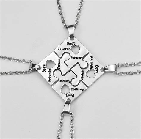 Bff Necklaces For 4 Best Friends Forever Puzzle Charm