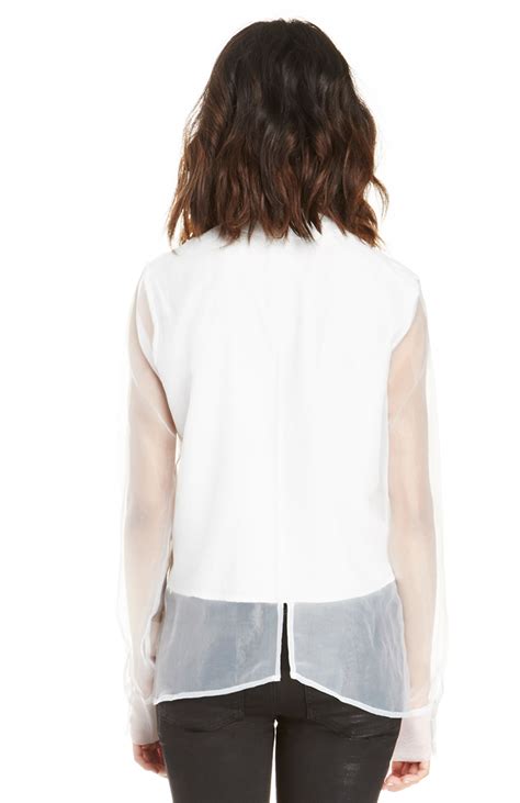 JOA Collar Sheer Dress Shirt In White DAILYLOOK