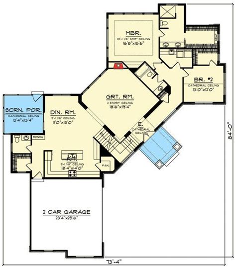 Linwood homes has hundreds of ranchers and single level designs to choose from. Plan 89969AH: Angled Mountain Ranch with Loft | House plans, Floor plans, Ranch house floor plans