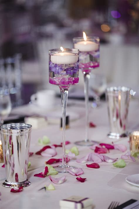 Purple Orchid Filled Floating Candle Centerpieces Candle Wedding