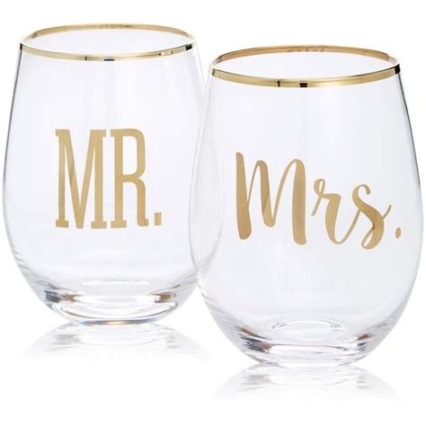Cathy S Concepts Mr Mrs Stemless Wine Glasses Hrk Liked On Polyvore Featuring Hom