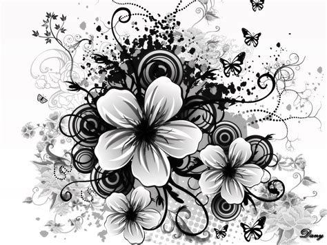 Black And White Flowers Ppt Backgrounds Templates White Flower