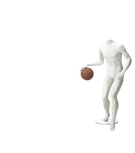 Male Headless Basketball Mannequin With Base White Fibreglass Rax