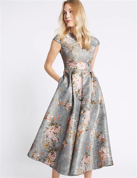 Jacquard Cap Sleeve Prom Midi Dress Mands Collection Mands Prom Midi Dress Dresses Midi Dress