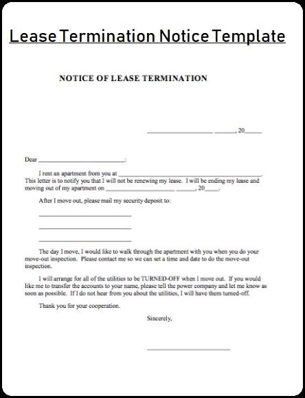 Lease Termination Notice Templates Free Word Pdf Forms