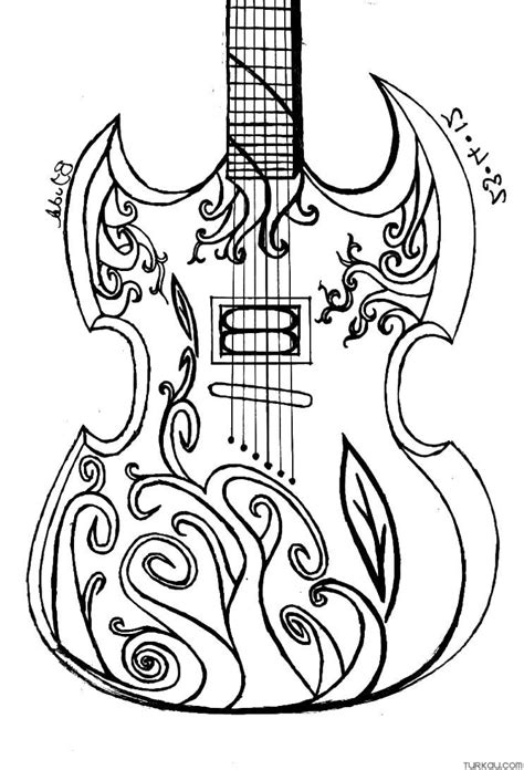 Guitar Music Coloring Page Turkau