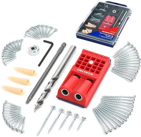 Workpro Pocket Hole Jig Kit Including Plastic Plugs And 100 Pieces