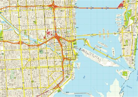 Mapa de Miami TurismoEEUU Plano Condados Calles Sitios turísticos