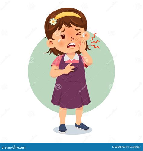 Little Girl Having Toothache Child Holding His Cheek Health Problems