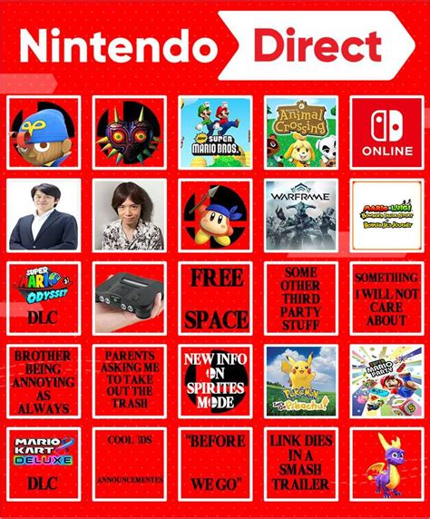 At long last, we have a nintendo direct to watch! Nintendo Direct Bingo Card #NQ | Smash Ultimate Amino