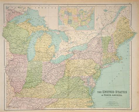 Old And Antique Prints And Maps United States North Eastern Large