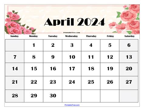 April Calendar Printable A Faina Jasmina