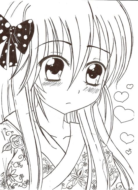 Anime Girl Coloring Pages Cute Coloring Pagez