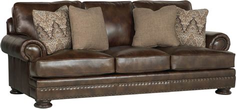 The image on the left shows the fabric version of this sofa. Sofa | Bernhardt | Leather sofa and loveseat, Cushions on ...
